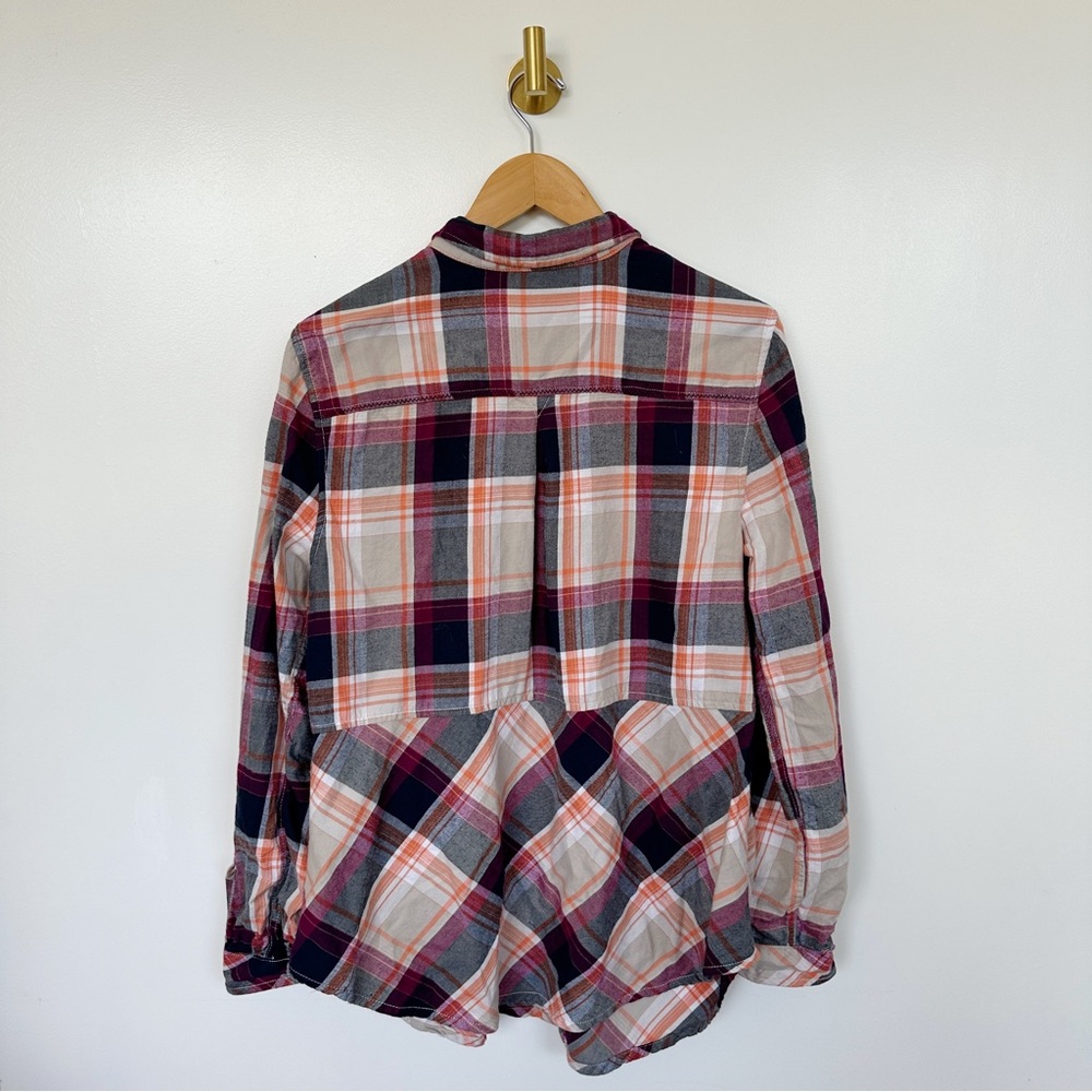 Holding Horses Anthropologie • Plaid Flannel Peplum Blouse - Picture 5 of 8